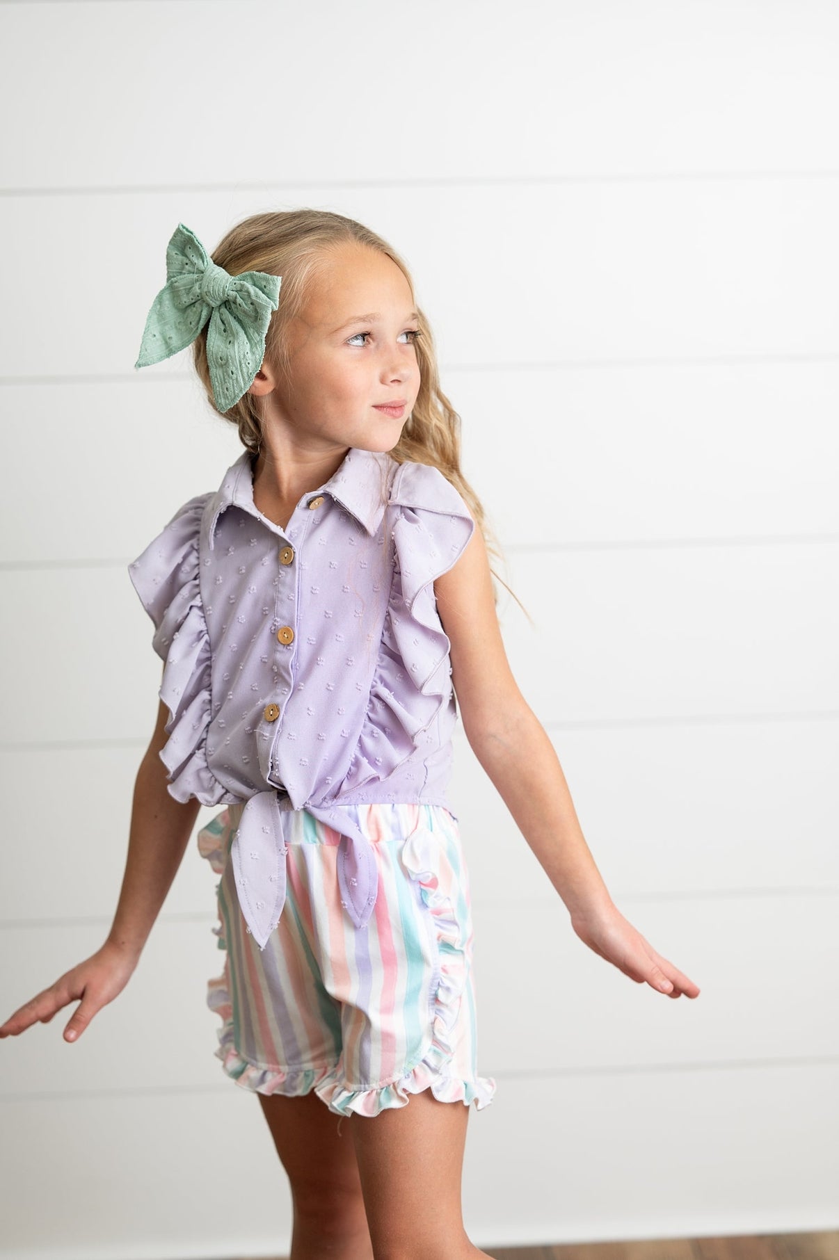 Lavender Ruffle Stripes Set