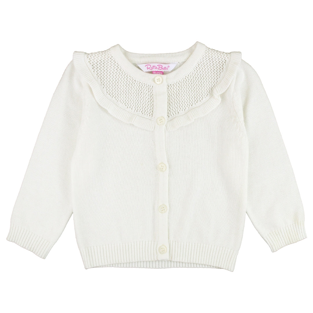 White Ruffle Sweater Cardigan