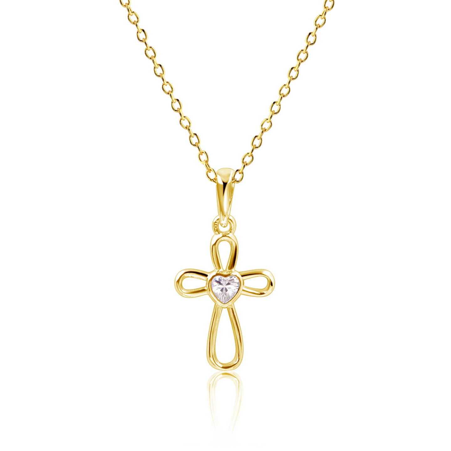 14k Gold Cross Heart Necklace