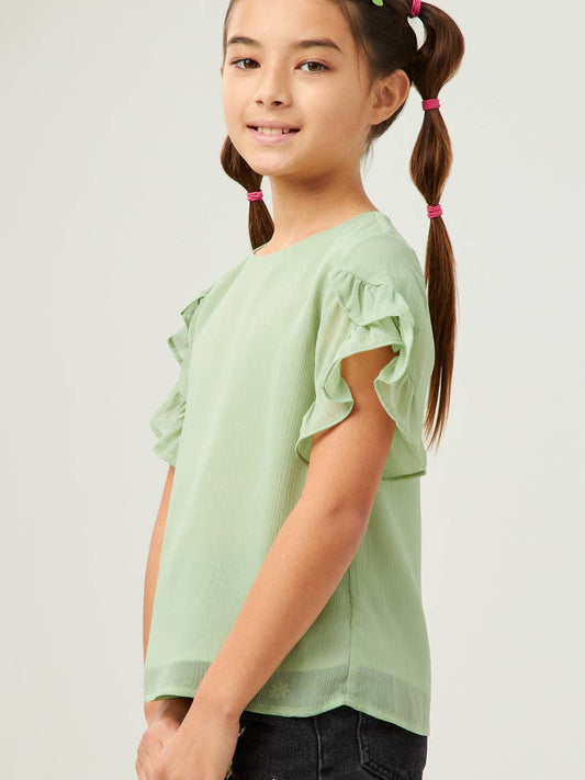 Mint Sheer Tulip Sleeve Top