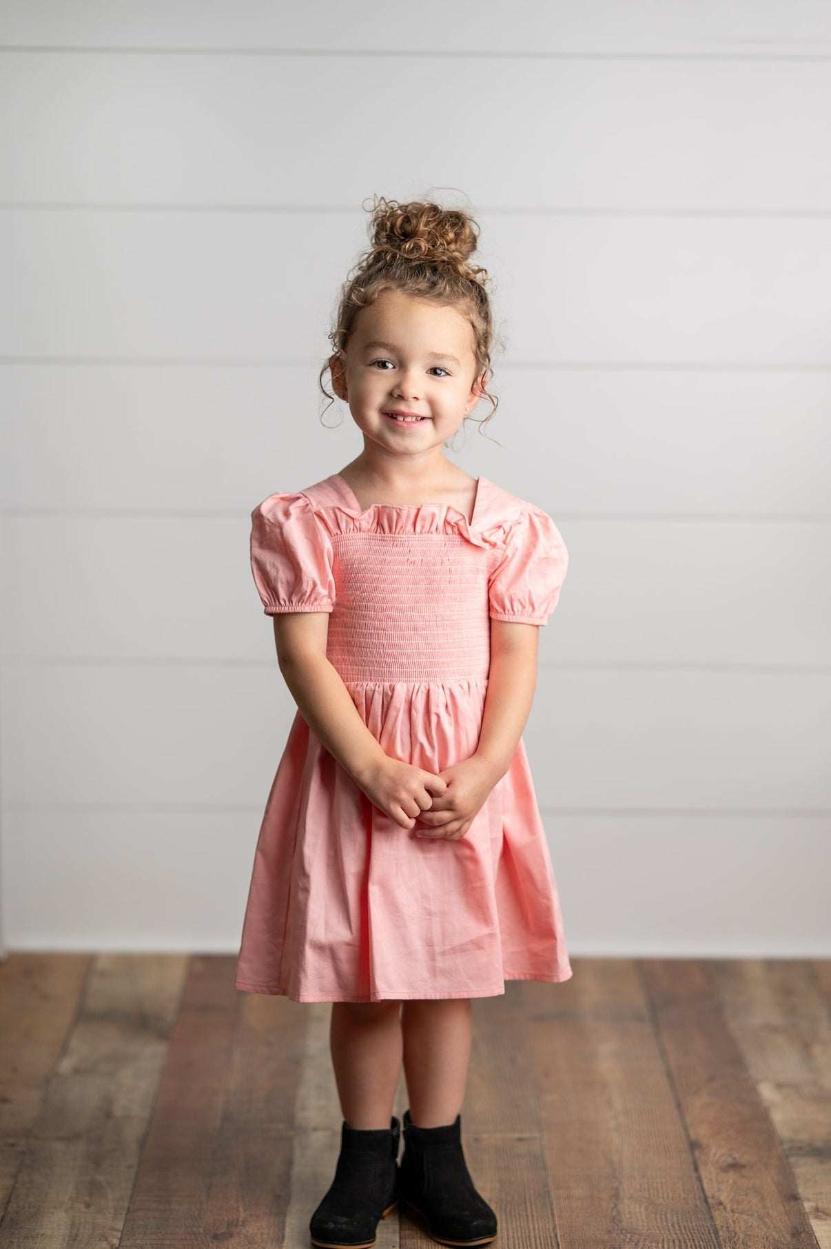 Blush Pink Shirred Puffy Dress