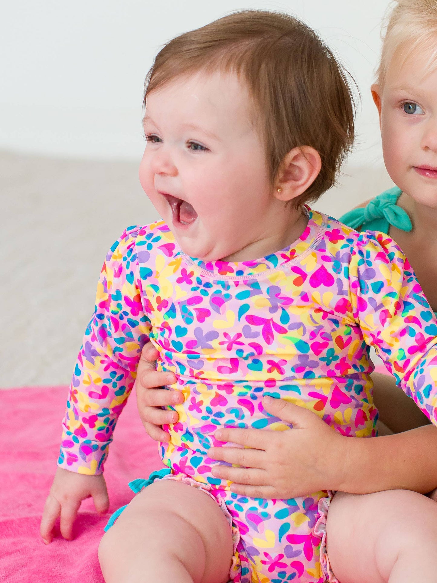 Girls Vibrant Neon One Piece Rash Guard