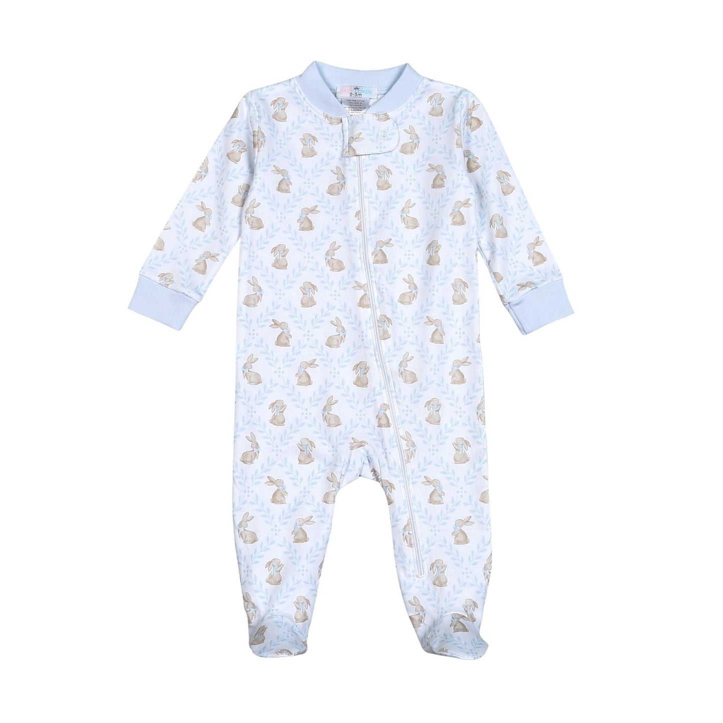 Blue Easter Bunnies Pima Footie