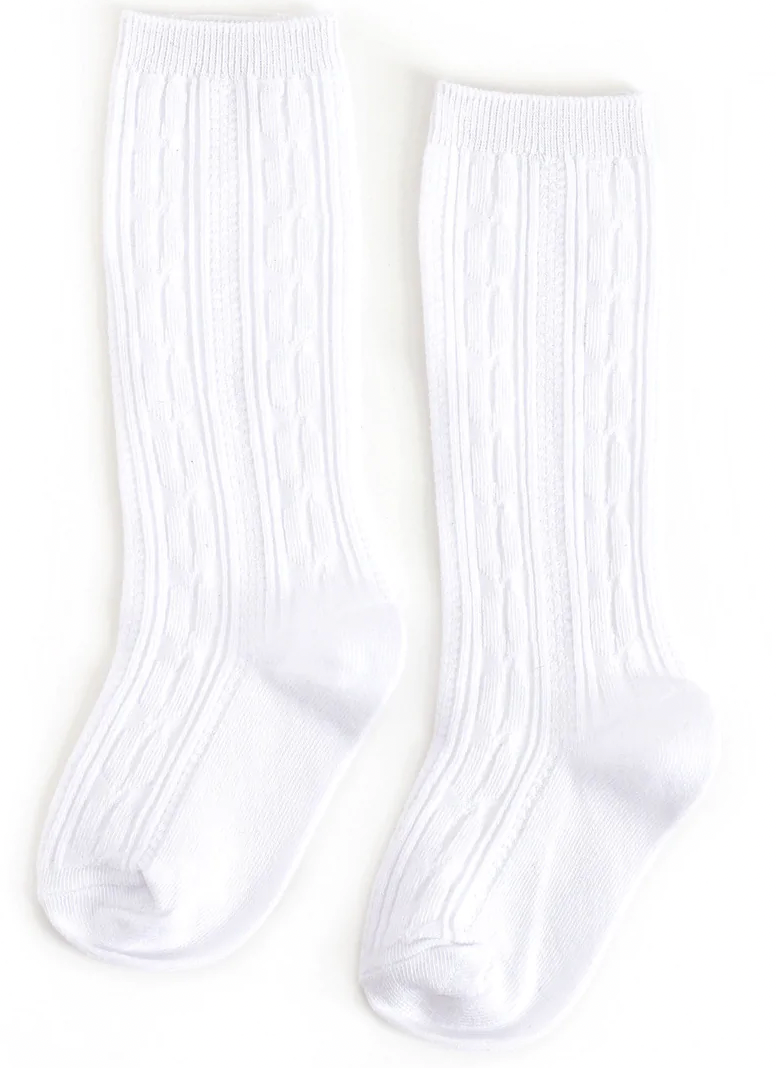 Neutral Cable Knit Knee Socks