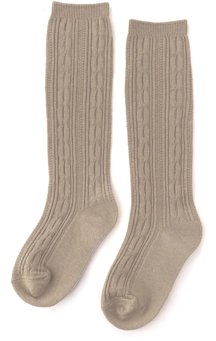 Neutral Cable Knit Knee Socks