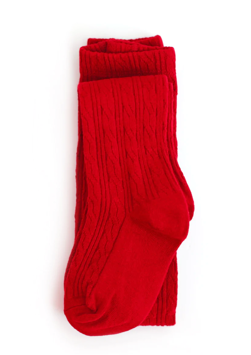 Bright Red Cable Knit Tights
