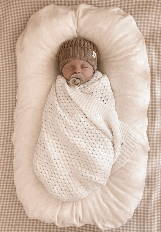 White Basket Weave Baby Blanket