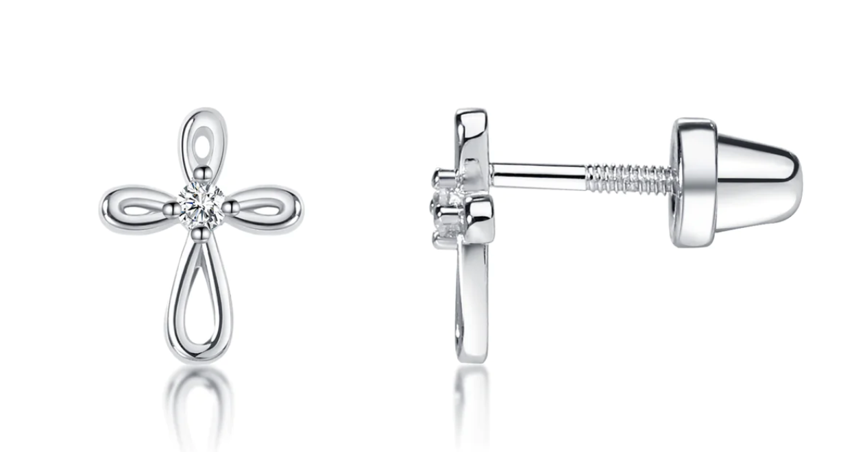 Sterling Silver Infinity Cross Earrings