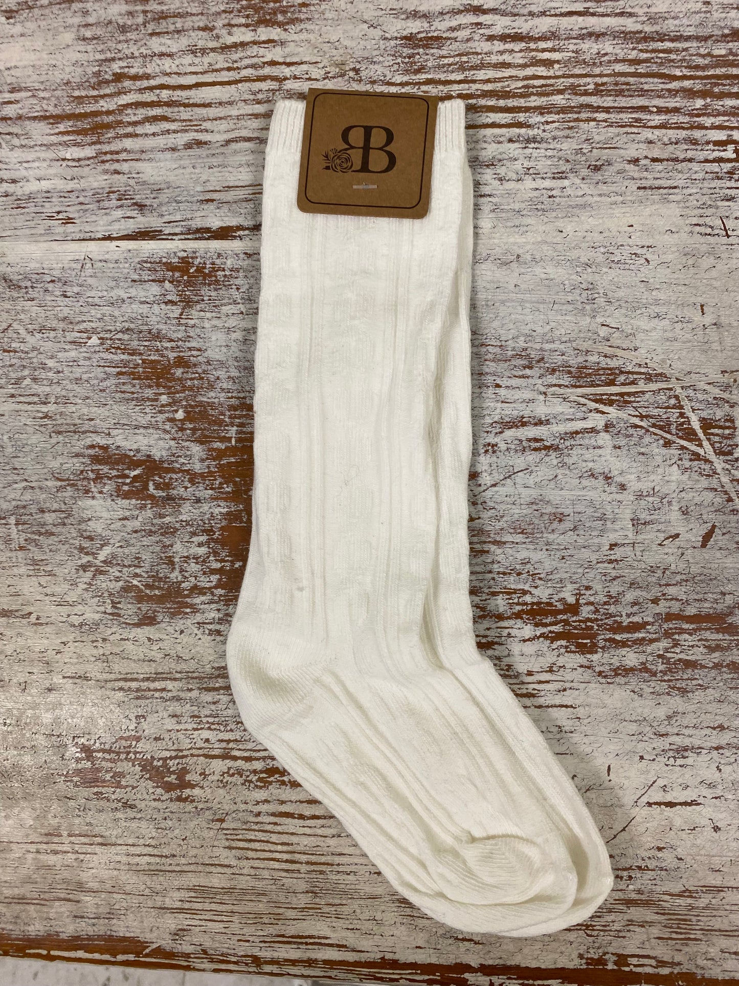 Pepper Knee-High Cable Knit Socks