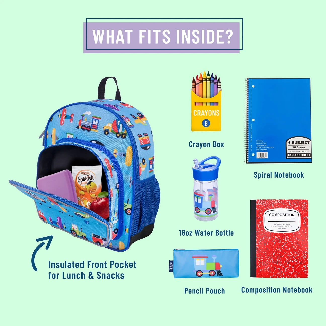 Trains, Planes, & Trucks Backpack- 12"