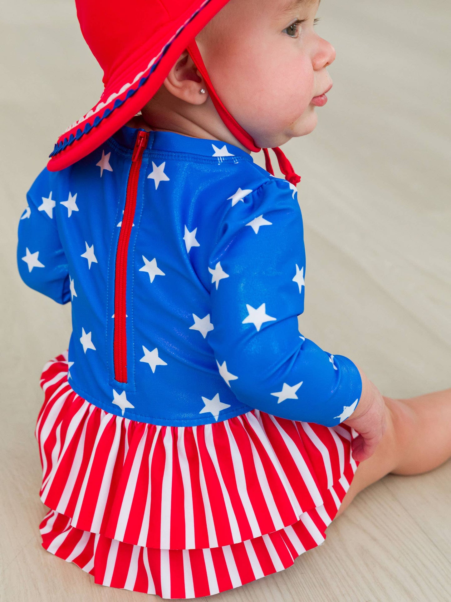 Girls Stars & Stripes Skirted Rash Guard