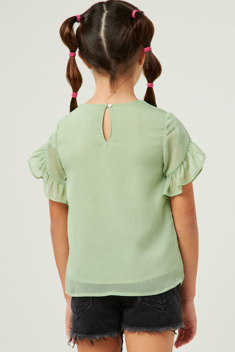 Mint Sheer Tulip Sleeve Top