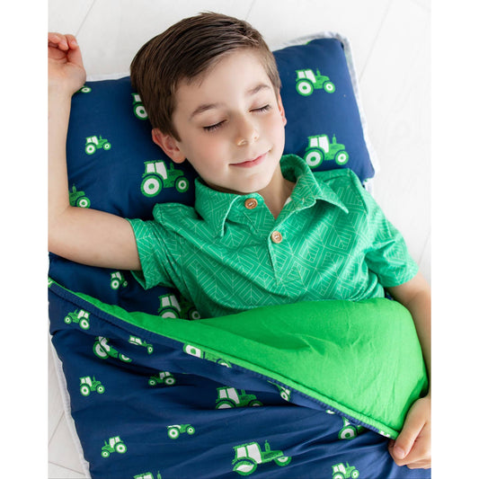 Navy Tractors Nap Mat