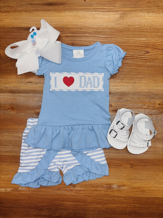 Girls Blue I Love Dad Set