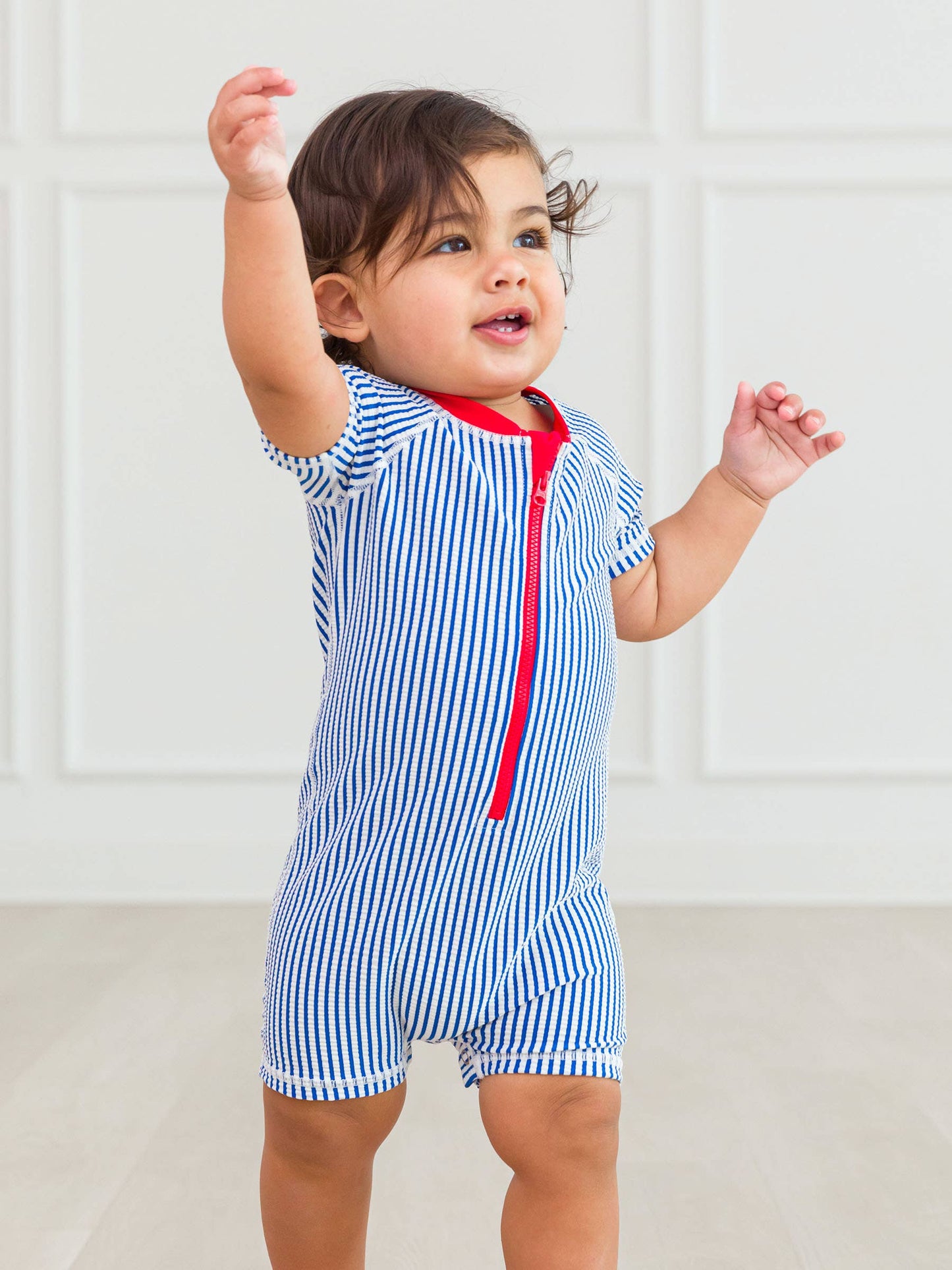 Boys Blue Seersucker One Piece