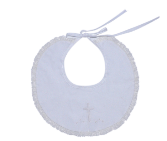 White Lace Bib w/Cross