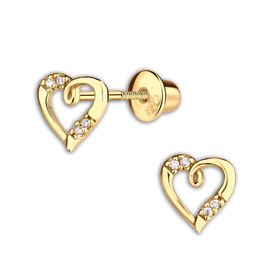 14k Gold Open Heart Earrings