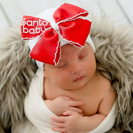 Santa Baby Red Bow Hat