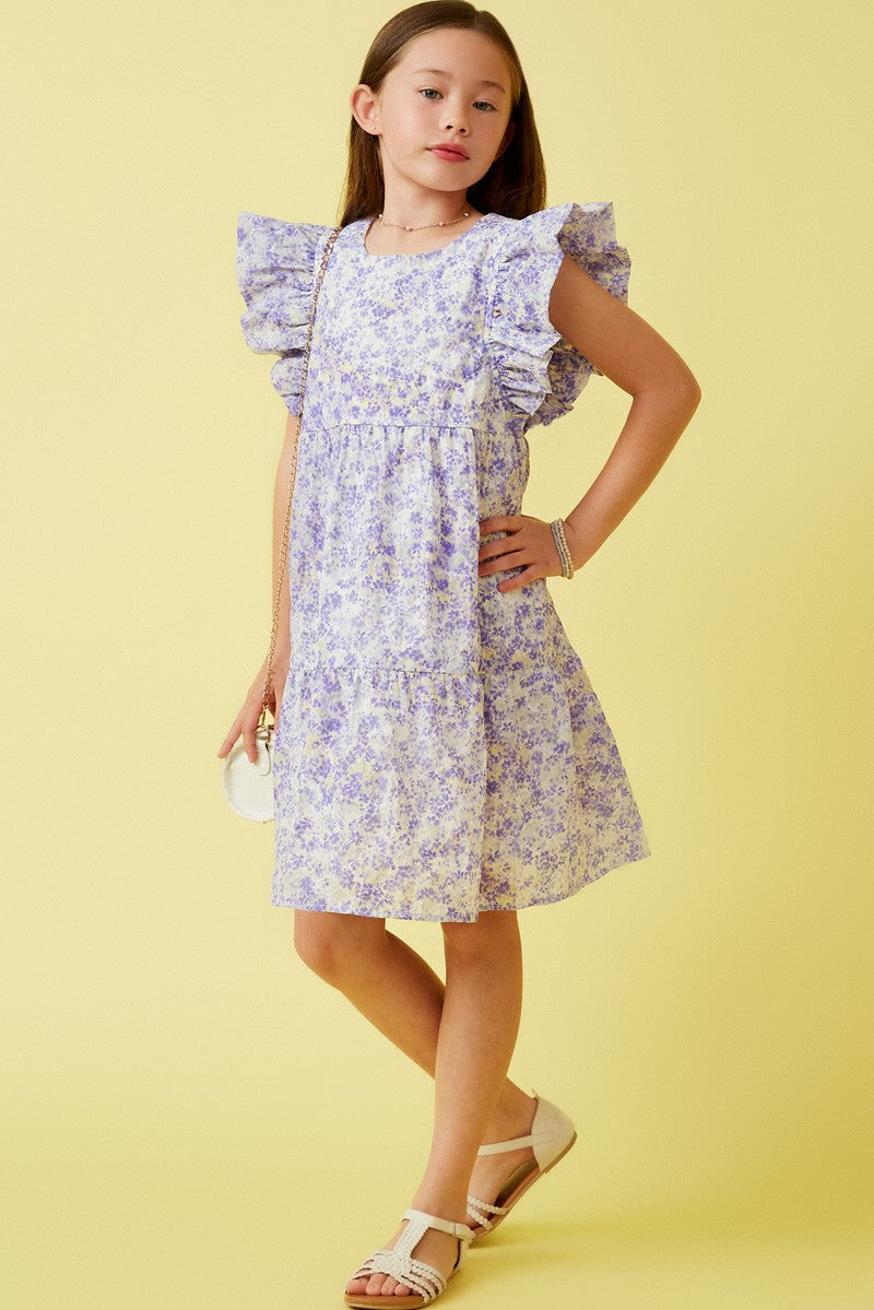 Ditsy Lavender Floral Ruffle Dress