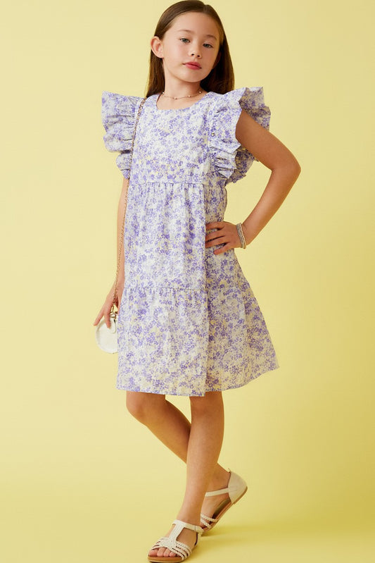 Ditsy Lavender Floral Ruffle Dress