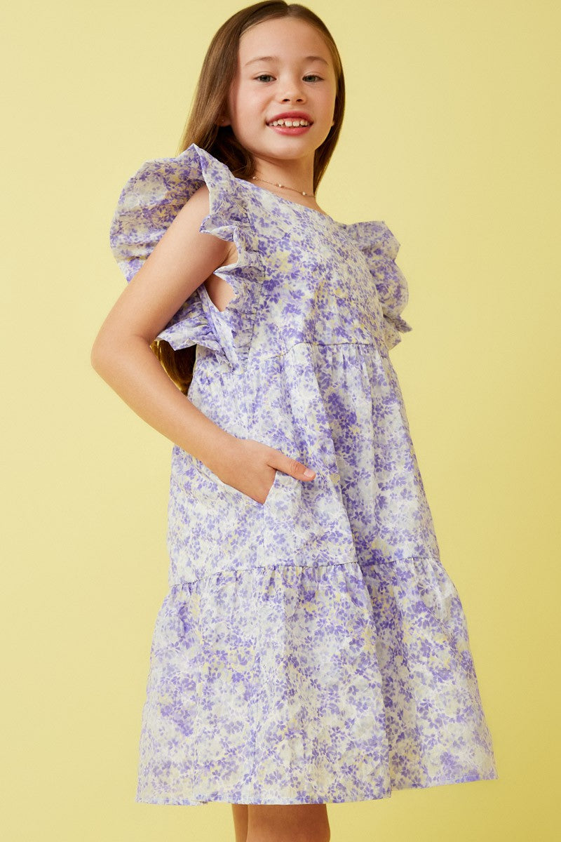 Ditsy Lavender Floral Ruffle Dress