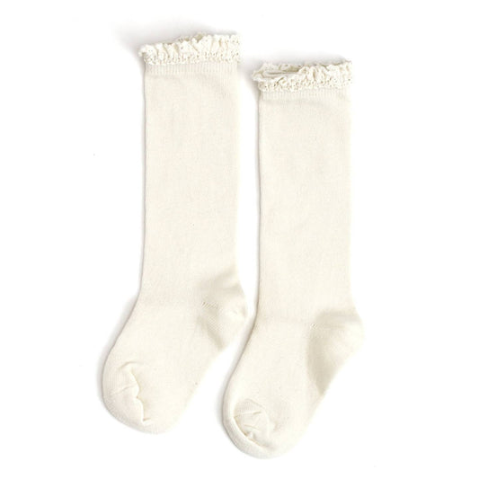 Ivory Lace Top Knee Socks