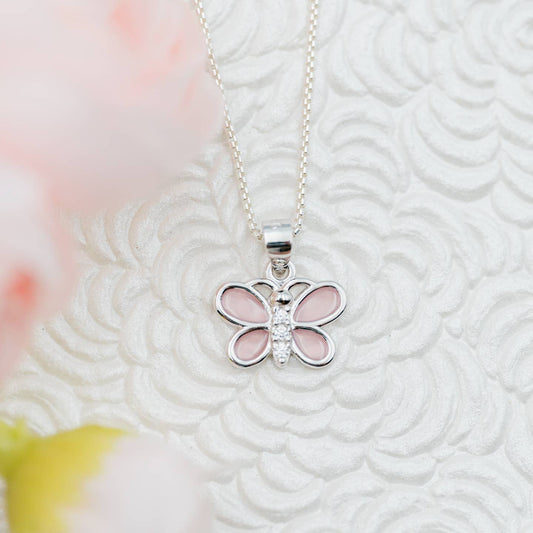 Pink Butterfly Necklace