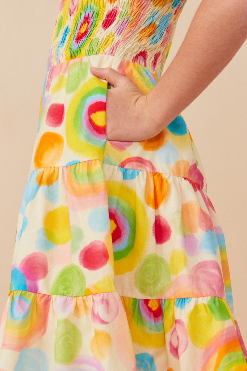 Abstract Smocked Dress