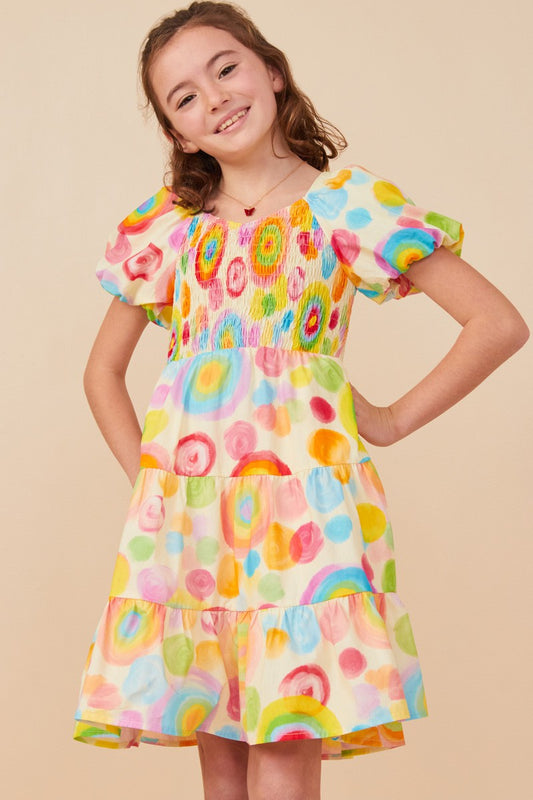 Abstract Smocked Dress