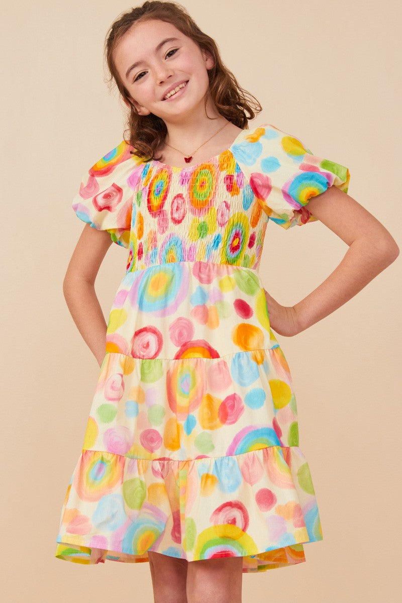 Abstract Smocked Dress