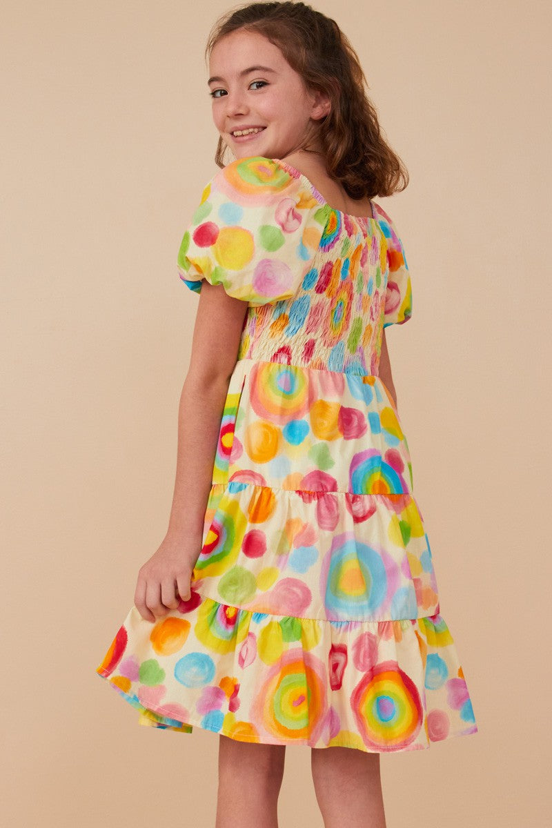 Abstract Smocked Dress