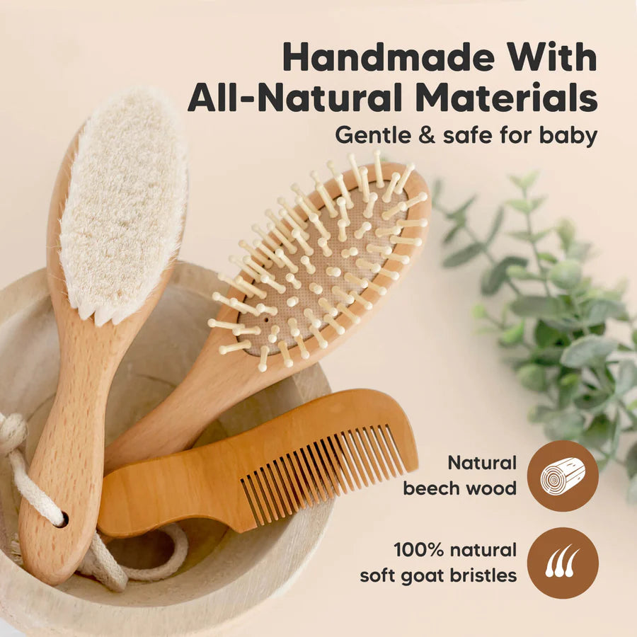Baby Wooden Hairbrush Set