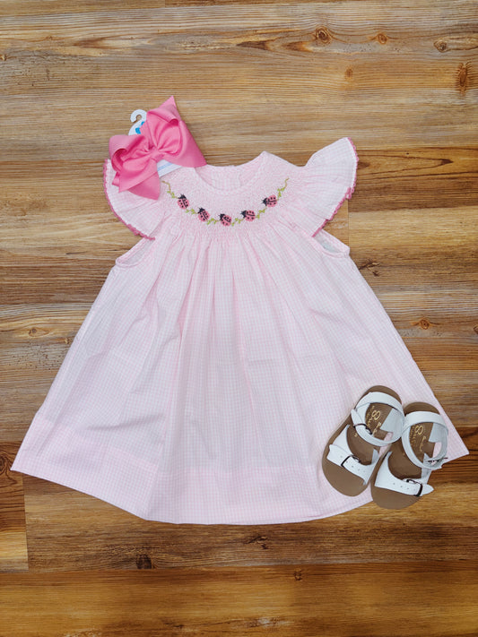 Georgette Ladybugs Bishop Dress