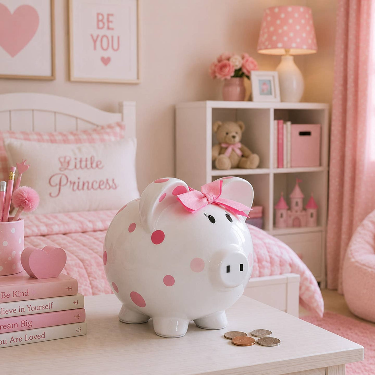 Pink Polka Dot Piggy Bank