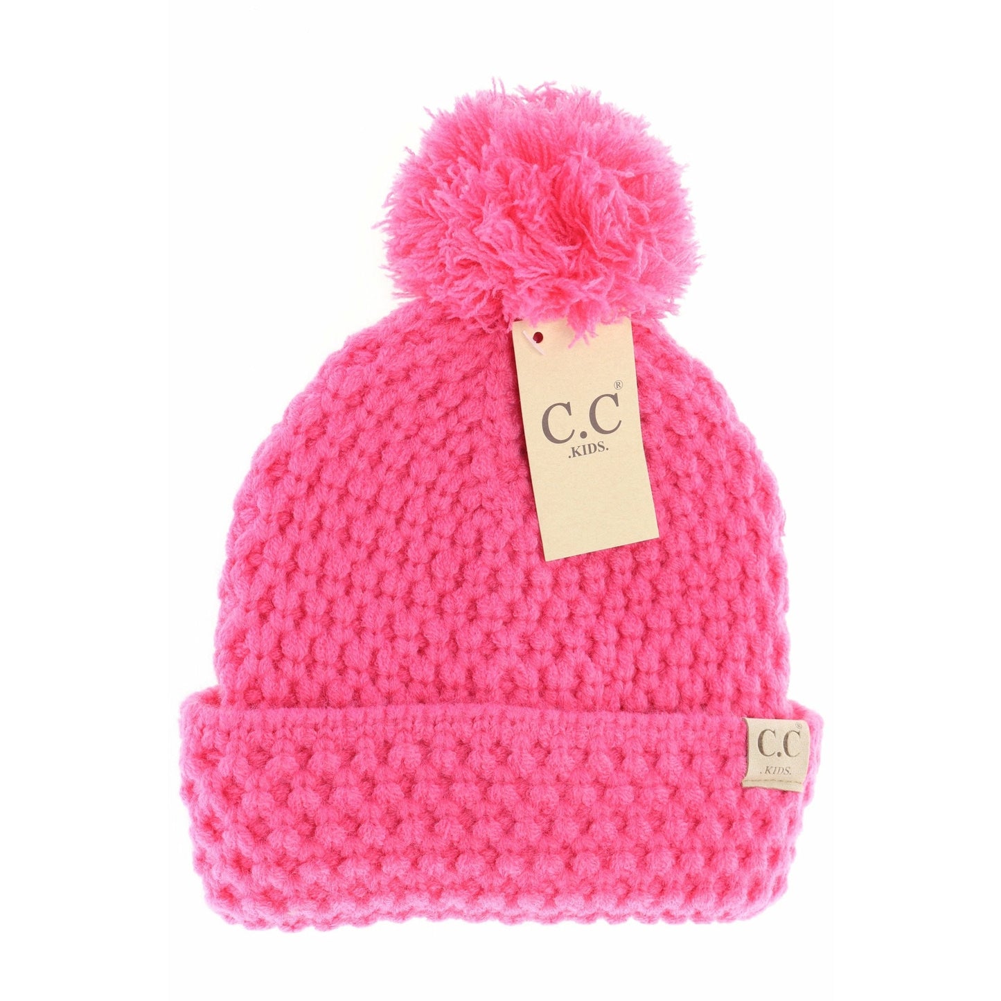 Kids Bee Stitch Pom Beanie
