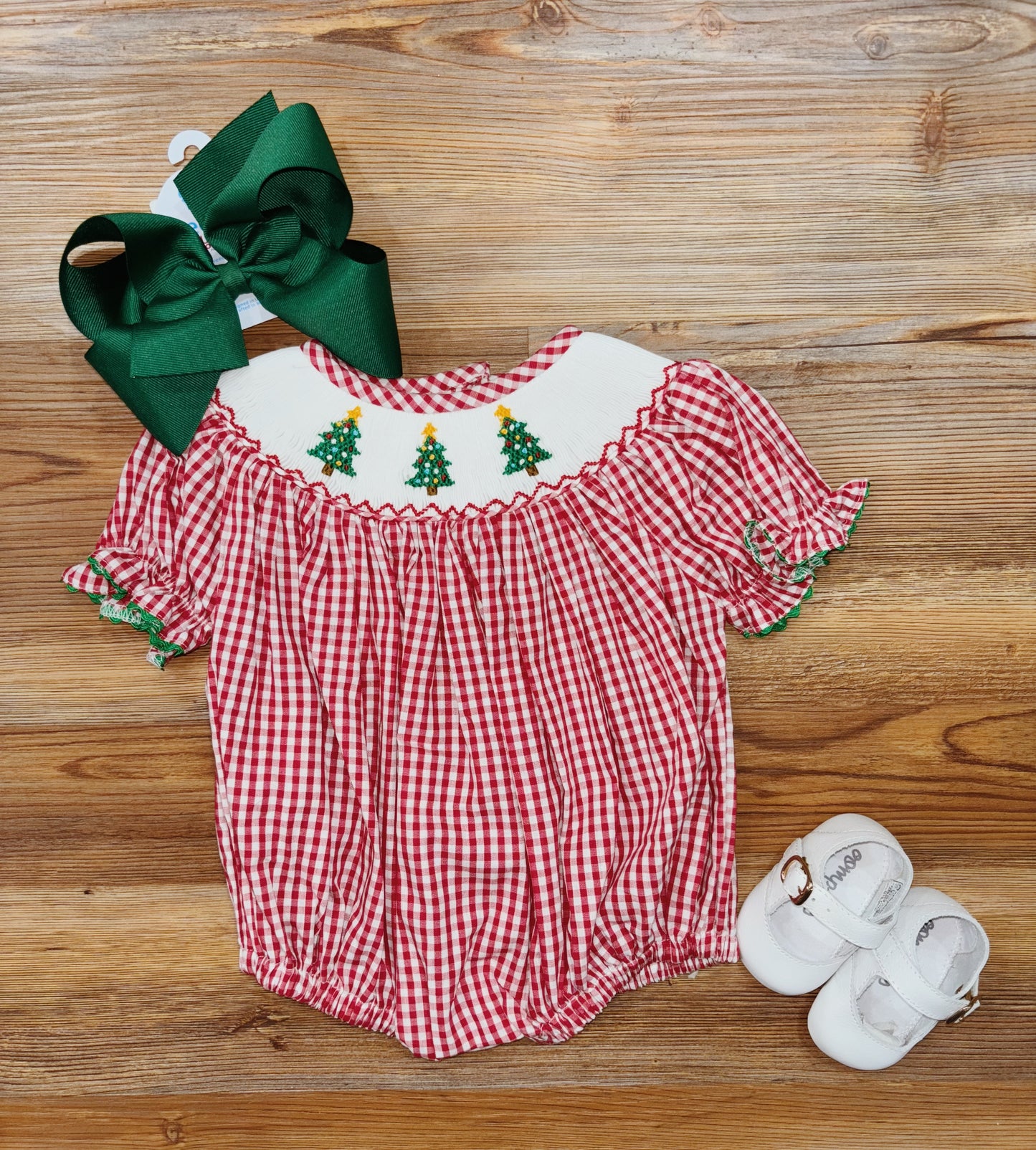 Girls Smocked Christmas Tree Bubble