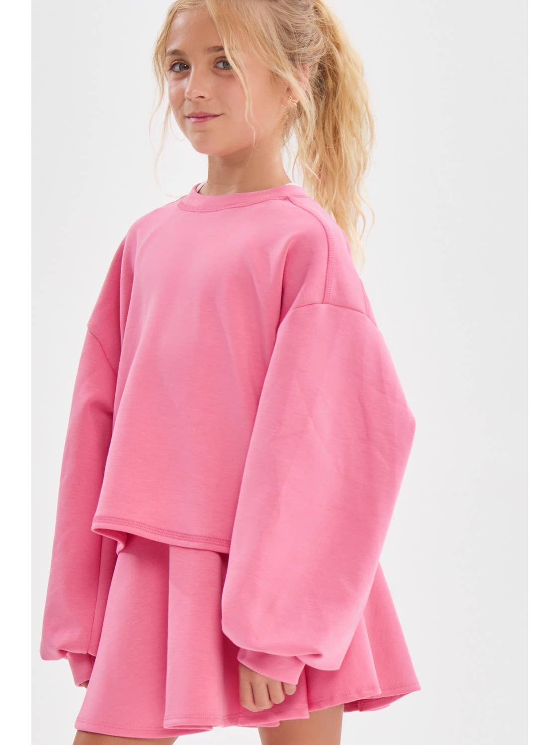 Pink Sweatshirt Skort Set