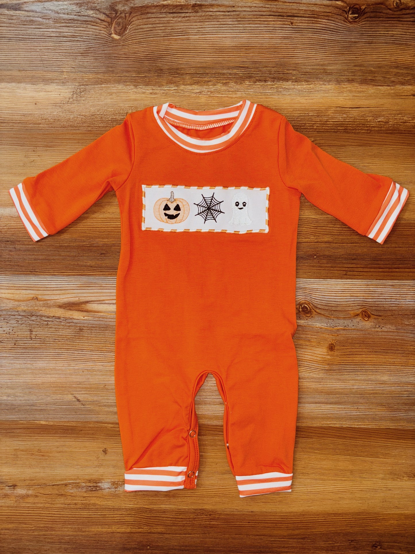 Boy Orange Halloween Romper