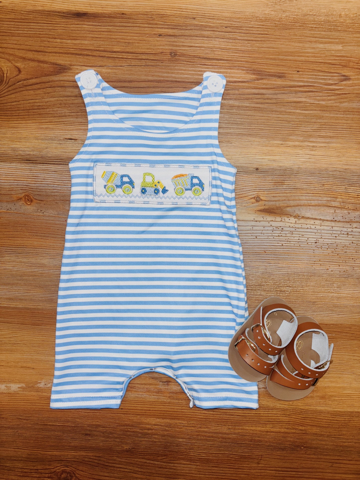 Boys Striped Construction Romper