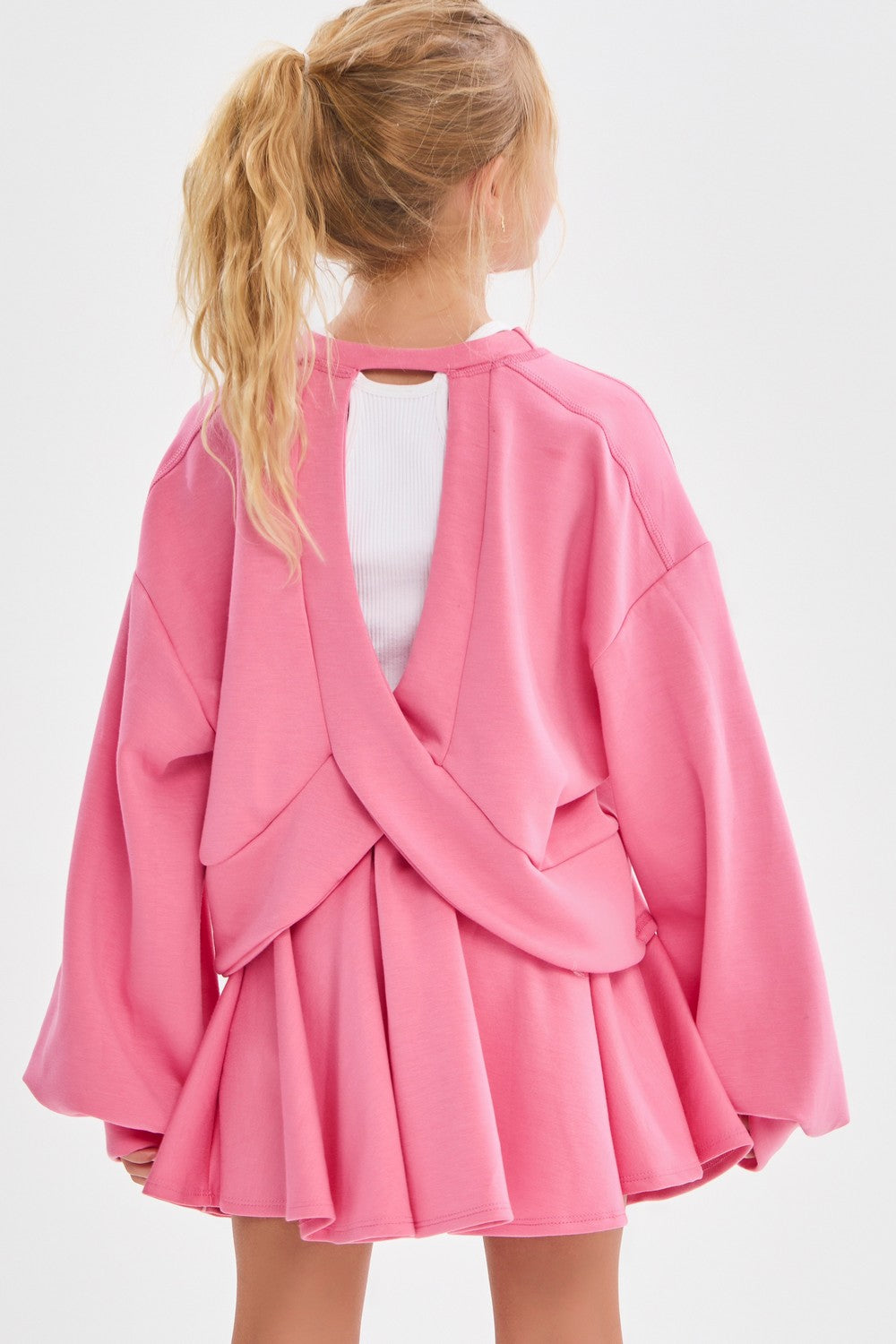 Pink Sweatshirt Skort Set