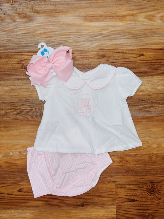 Pink Bailey Teddy Bear Diaper Set