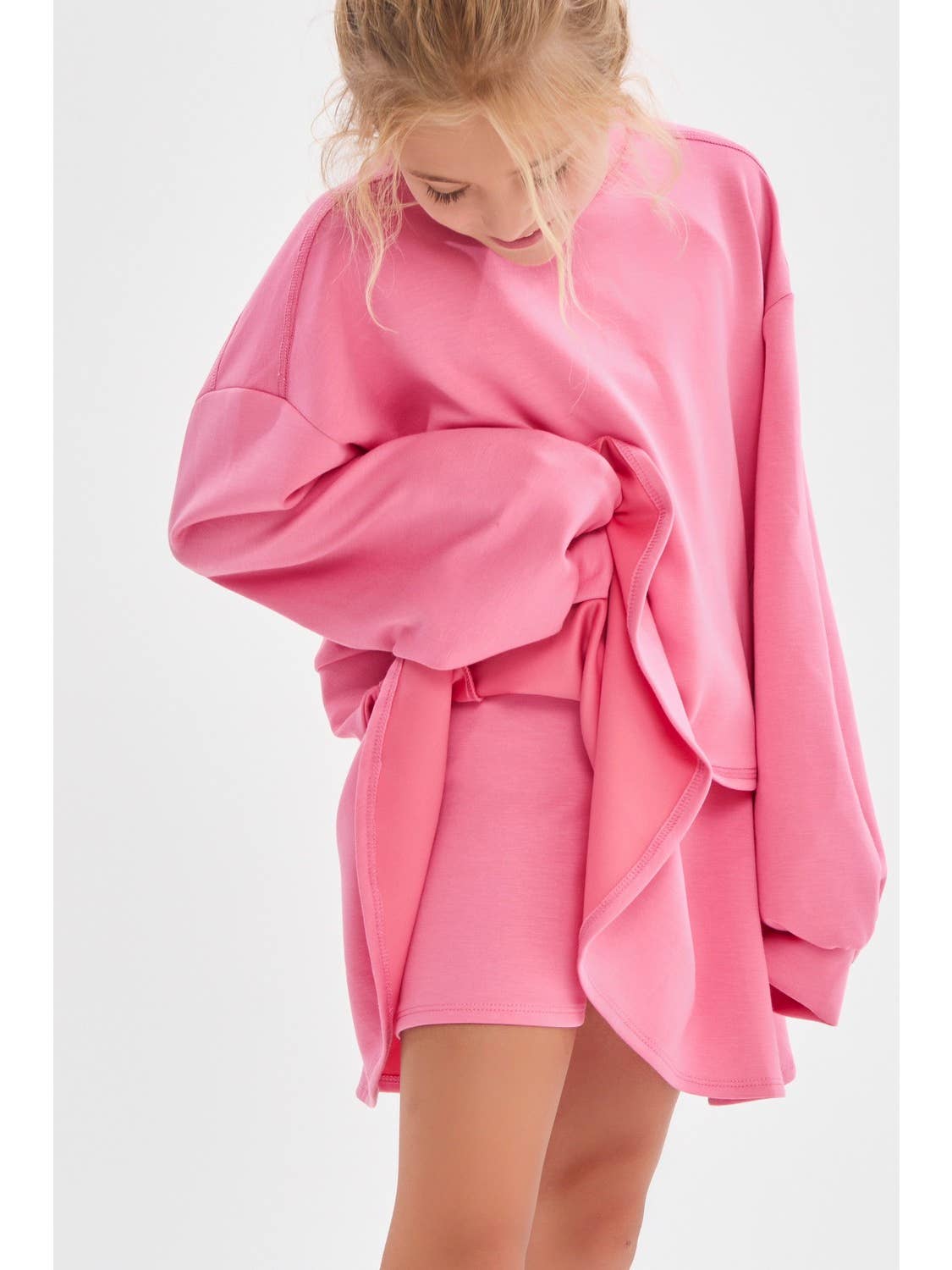 Pink Sweatshirt Skort Set