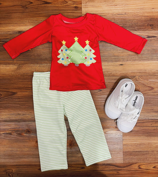 Boys Red Christmas Trees Set