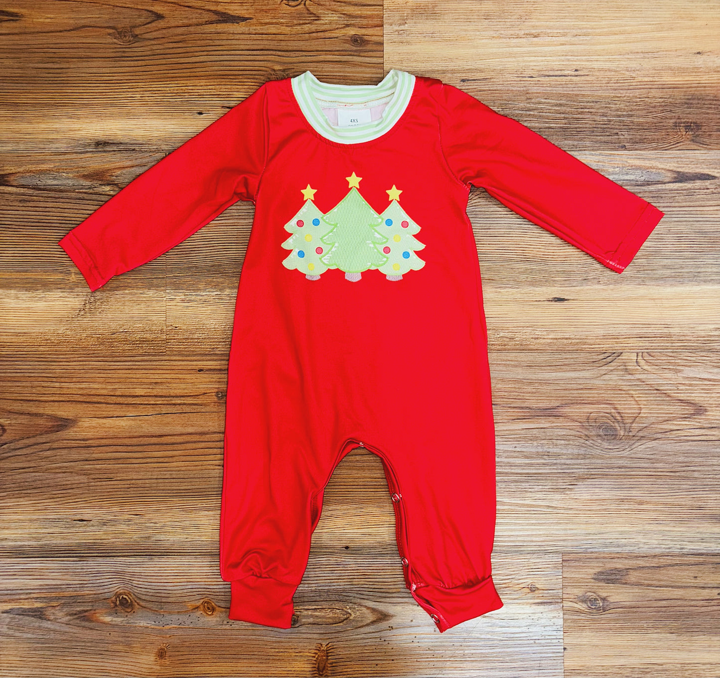 Boys Red Christmas Trees Romper