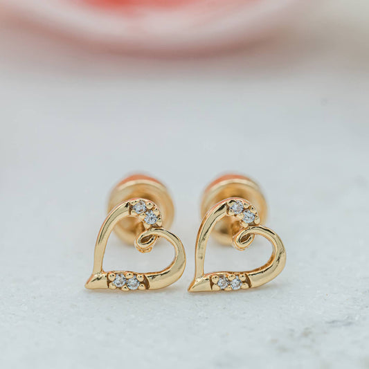 14k Gold Open Heart Earrings