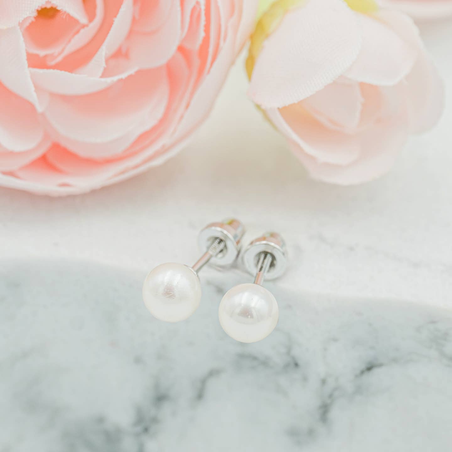 Sterling Silver White Pearl Earrings