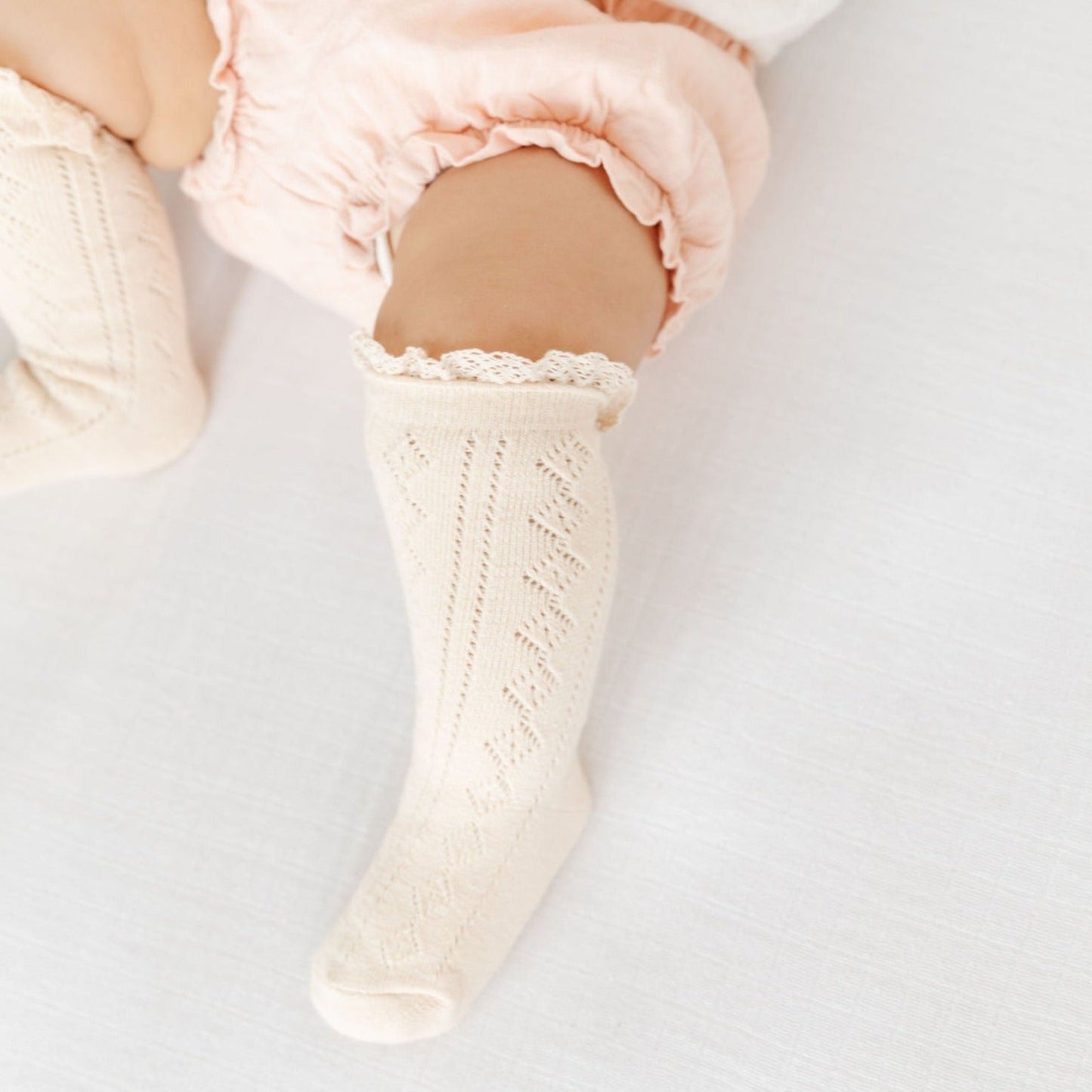 Vanilla Fancy Lace Knee Socks