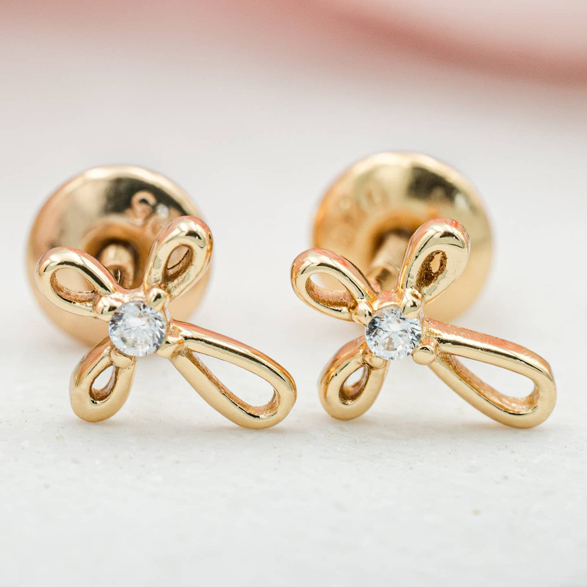 14K Gold Infinity Cross Earrings