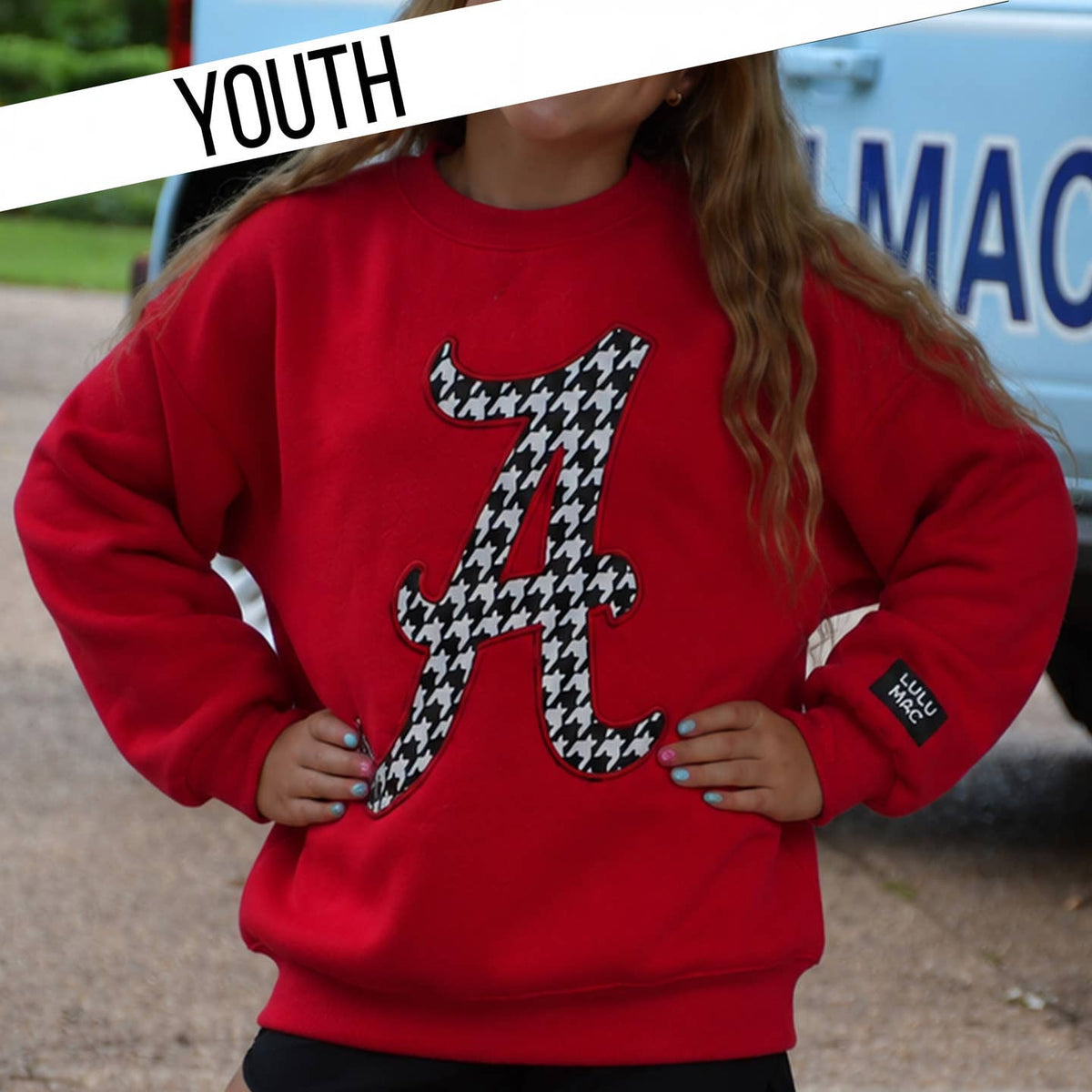 Youth Houndstooth Script A Sweatshirt