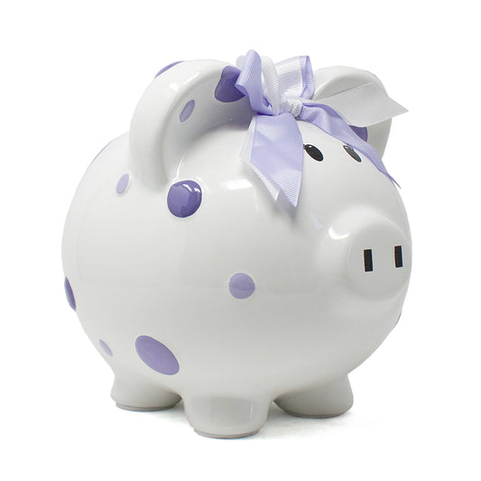 Purple Multi Dot Piggy Bank